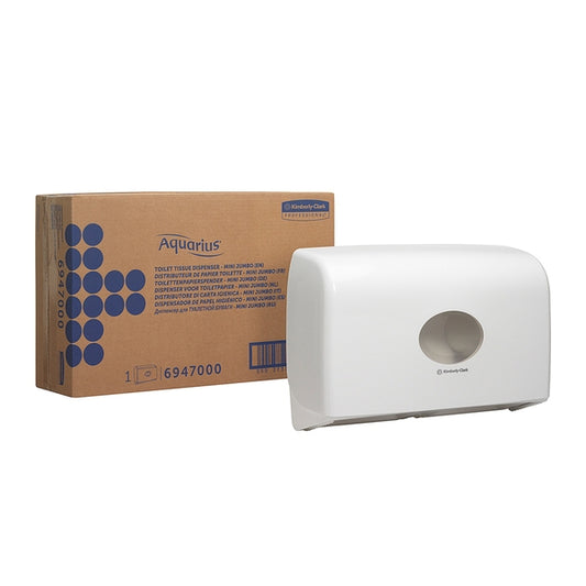 6947 Aquarius Twin White Mini Jumbo Tissue Dispenser (EA)