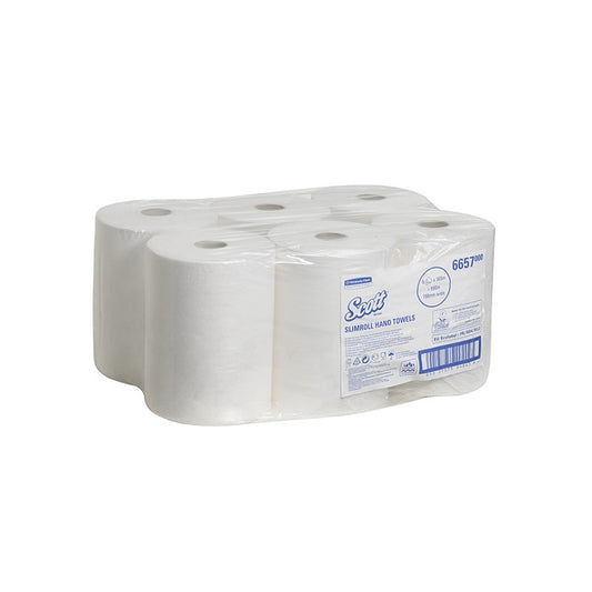 6657 Scott Slim Roll White Hand Towels (Case of  6)