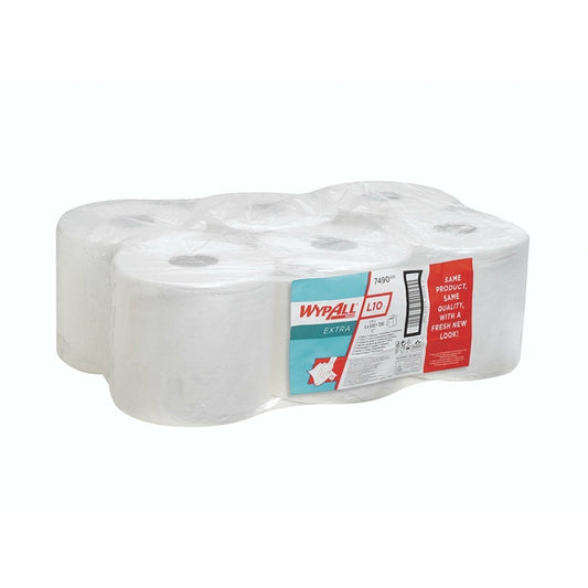 7490 Wypall L10 Extra Roll Control - 630 White Sheet  (Case of  6)