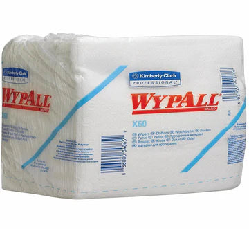 WypAll® X60 1/4 Fold Cloths 6034 - 12 packs x 76 quarter-fold, white cloths