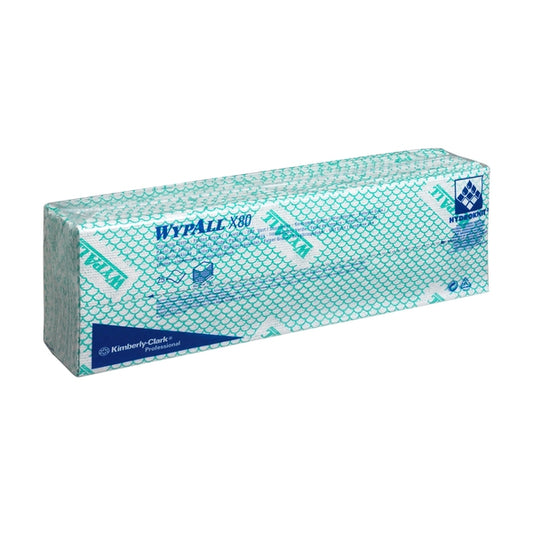 7566 Wypall X80 Green Cleaning Cloth - Pack of  25 (Case of  10)