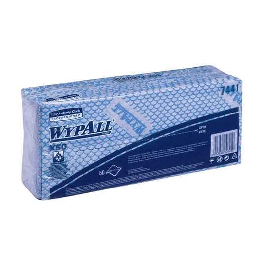 7441 Wypall X50 Cleaning I/Fold Blue Cloth - Pack of  50 (Case of  6)