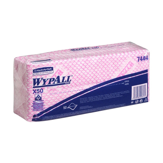 7444 Wypall X50 I/Fold Red Cleaning Cloth - Pack of  50 (Case of  6)