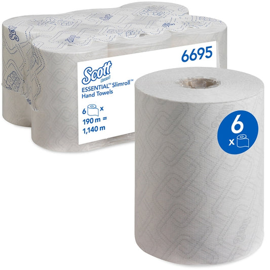 6695 Scott Essent Slimroll 1Ply White Hand Towels (Case of  6)