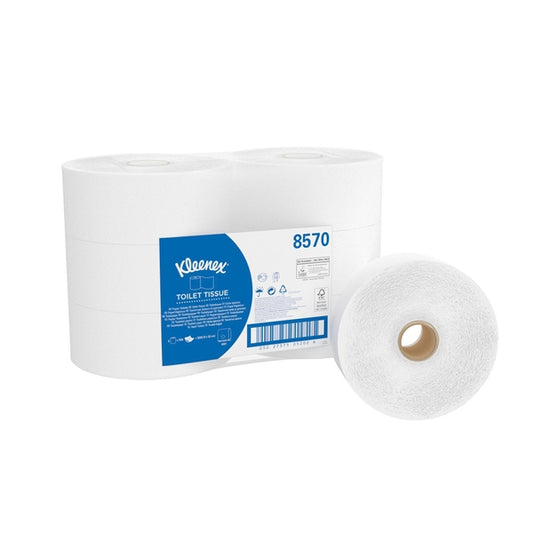 8570 Kleenex White Midi Jumbo Roll Tissue -  2Ply (Case of  6)